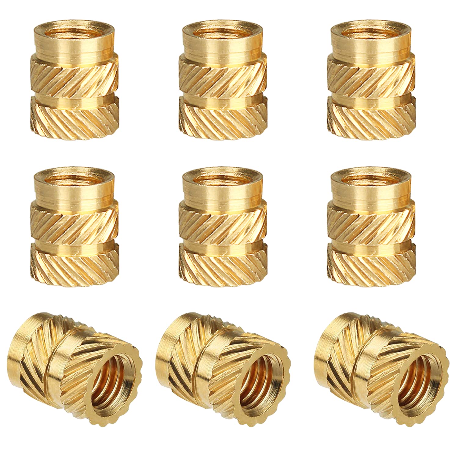 Vlookee M3 Threaded Insert 100PCS Thread Knurled Brass Threaded Heat ...