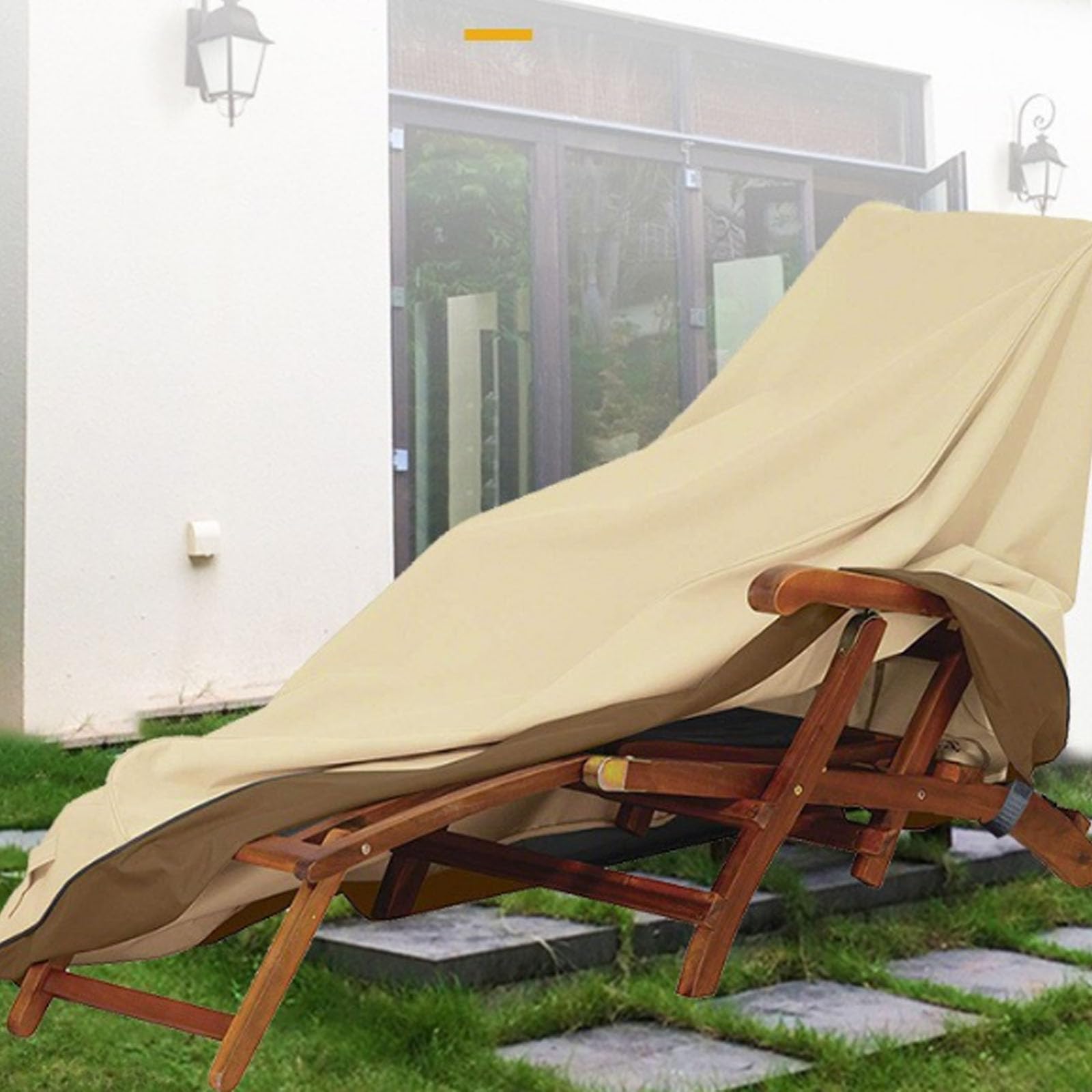 Sun Lounger Covers,Garden Sunbed Cover Waterproof Outdoor Lounger Chair Cover,210D Oxford Fabric Windproof Anti-UV Resistant Sunbed Covers,Garden (Size:208x76x79cm,Color:Coffee Brown-190T Polyester)