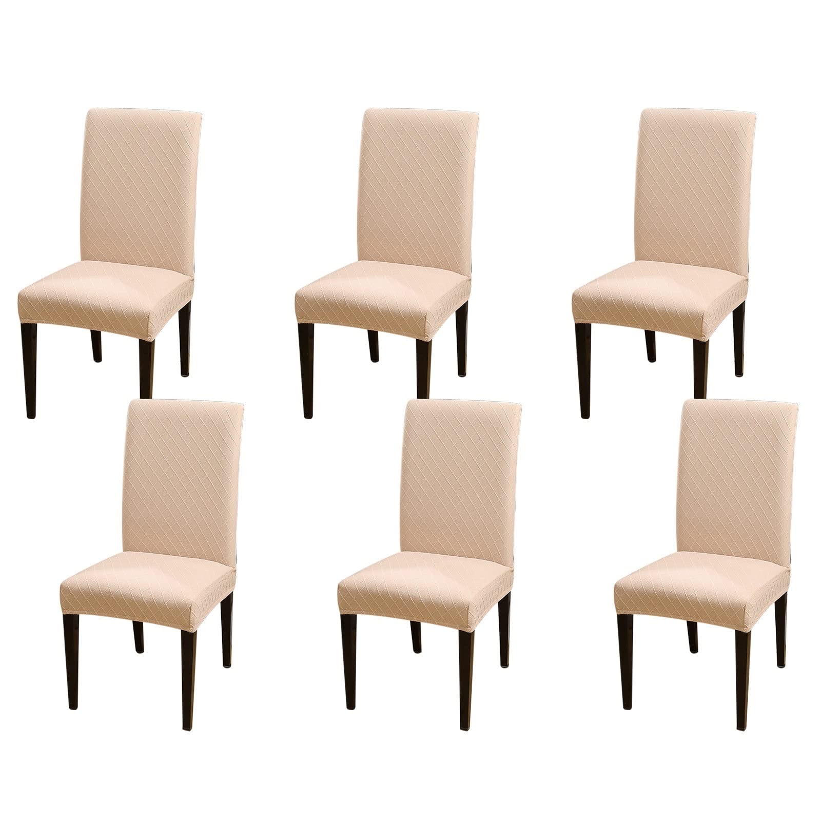 Housse de chaises beige 6 pièces en spandex losange KnSam
