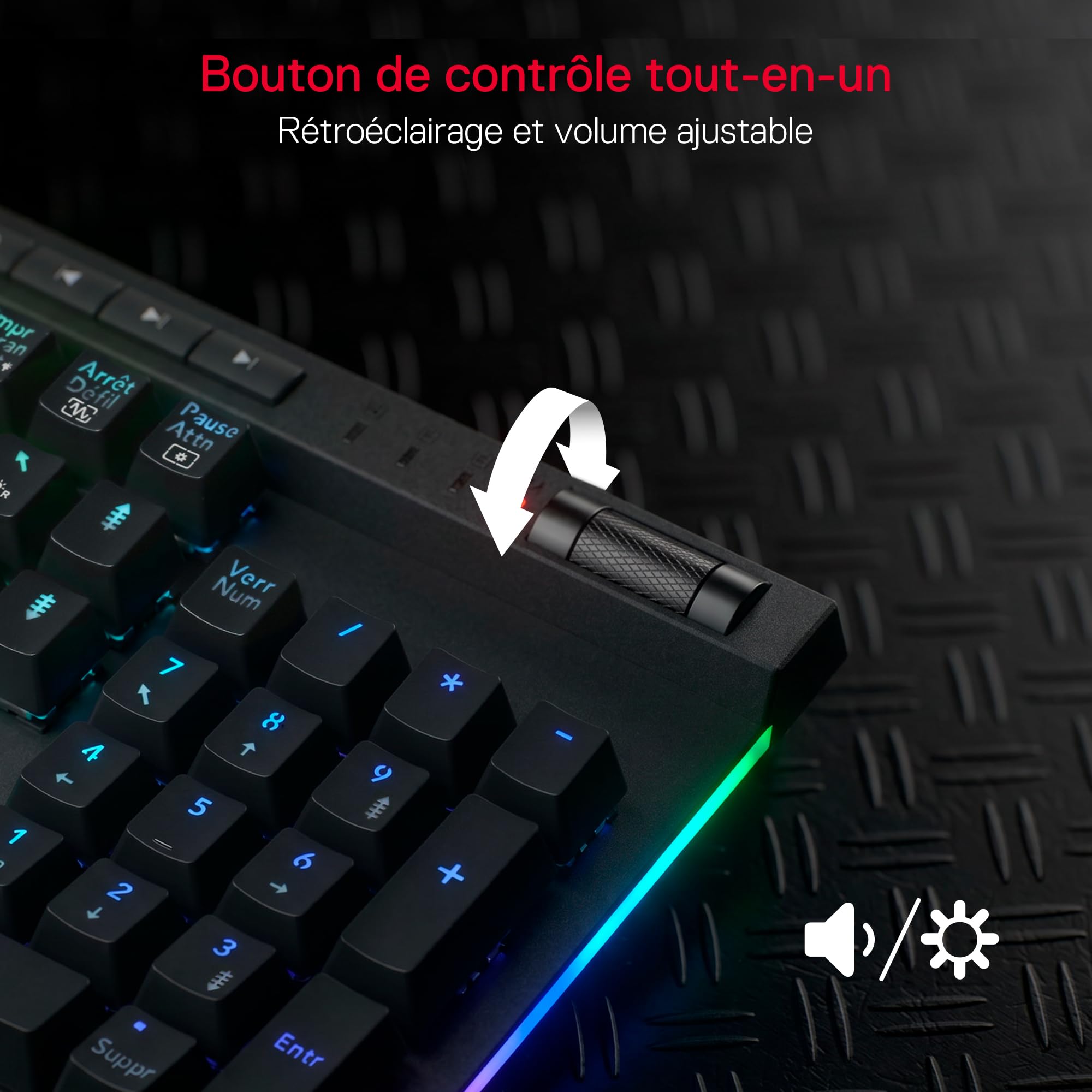 Redragon K580 Pro Clavier Mécanique sans Fil 3 Modes AZERTY RGB Hot Swap | Commandes Multimédias Dédiées Macro Embarquée Switchs Rouges Linéaires 104 Touches Anti Ghosting