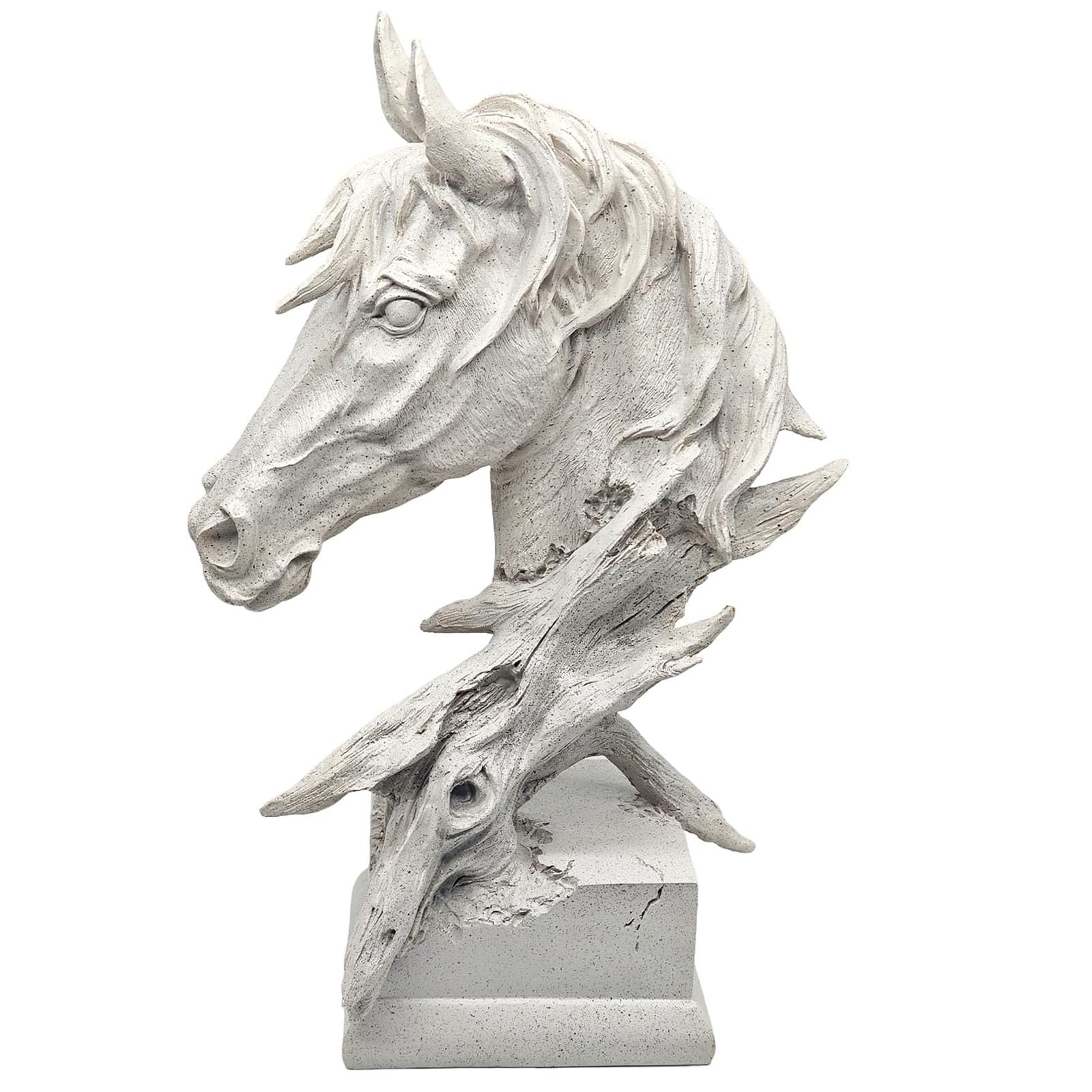 Escultura de Resina de Estatua de Cabeza de Caballo con Acabado de Piedra