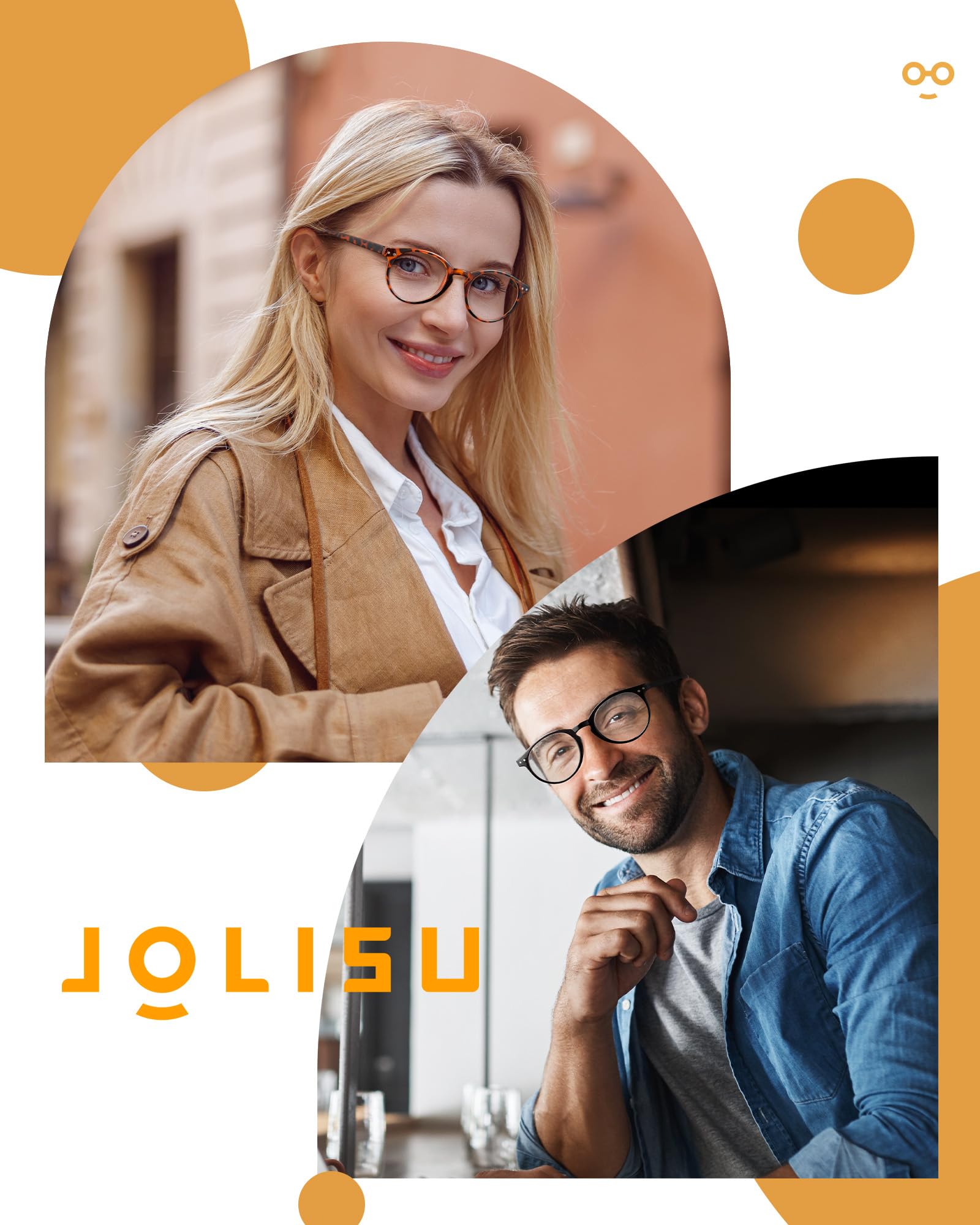 JOLISU 5 par okularów do czytania dla kobiet/mężczyzn - Okulary do czytania do komputera z filtrem niebieskiego światła i okrągłą ramką - Okulary retro z przezroczystymi soczewkami