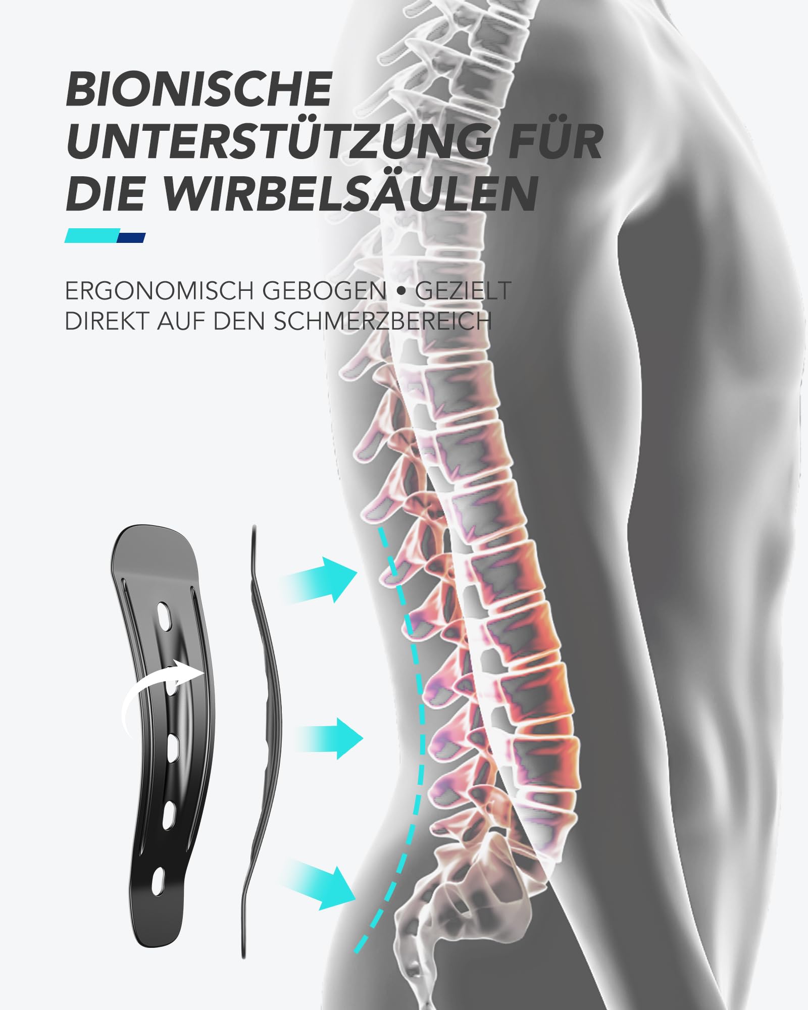 Fitomo Lendenwirbelstütze für Herren Damen, mit ergonomischer Unterstützung und Karbonfaserschienen, für Schmerzen bei Ischias, Bandscheibenvorfall, Wirbelsäulenstenose