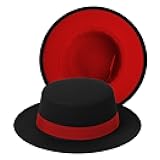 Classic Fedora Hat Two Tone Flat Top Hat with Band Wide Brim Pork Pie Hat Adjustable Patchwork Colors Panama Hat