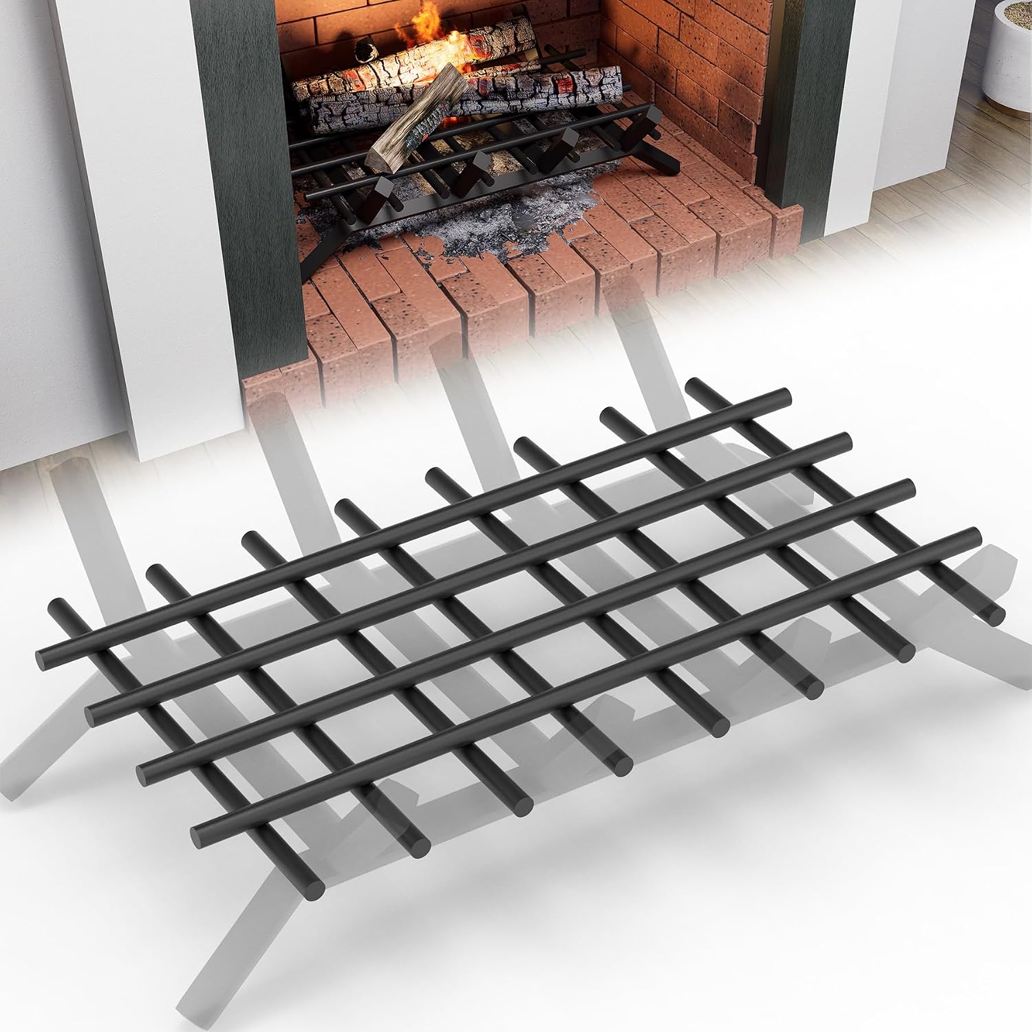 LBG Products Fireplace Grate Ember Retainer 15.75" x 10", Heavy Duty Steel Ember Retainer for Fireplace Grates, Thicken Mesh Grill for Keeping Burning Embers from Falling