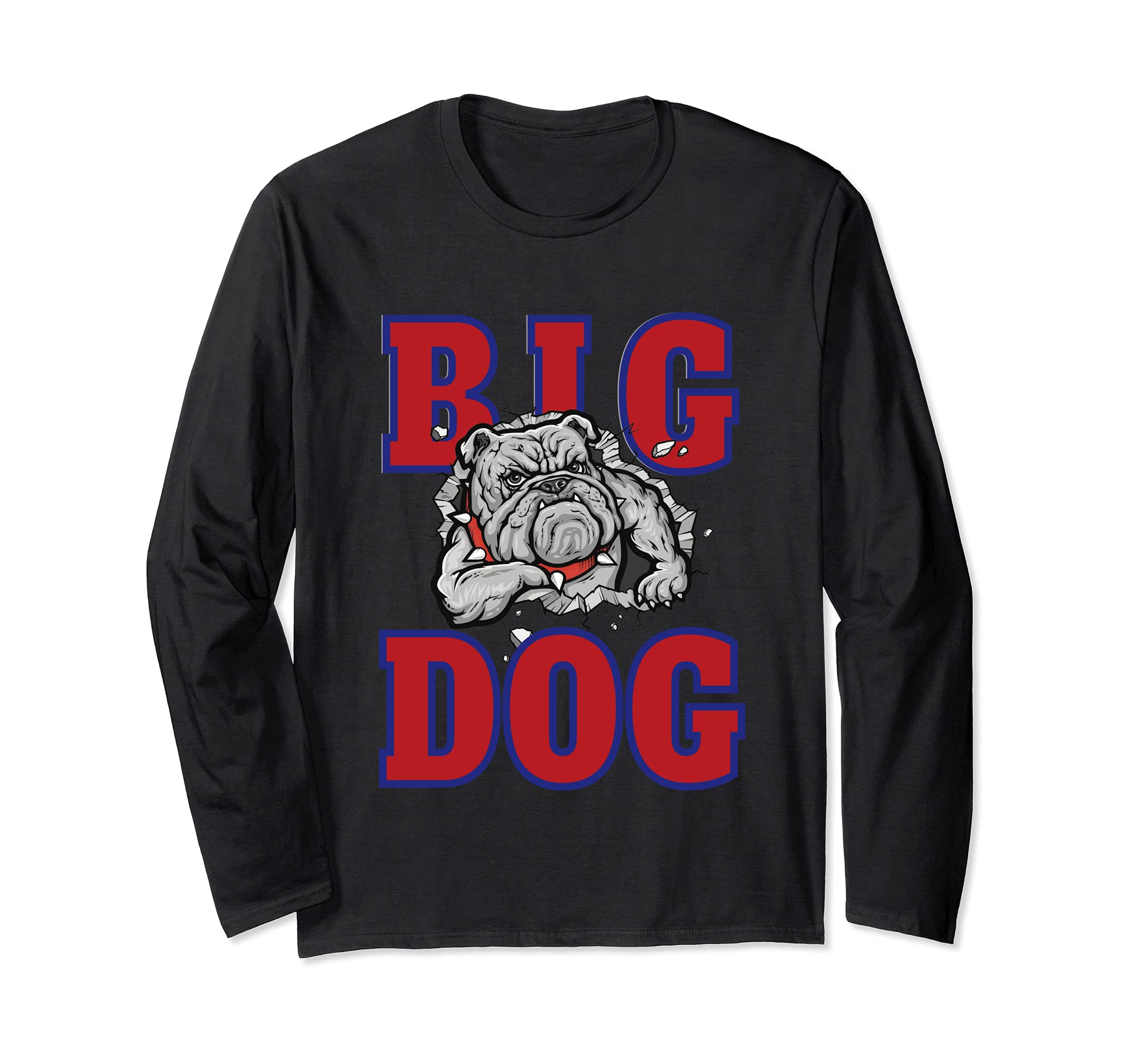 Big Dog Colorful Comic Dog Illustration Novelty Art Design Long Sleeve T-Shirt