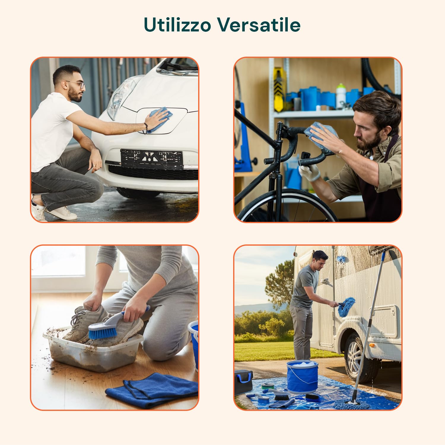 Kit Pulizia Auto Completo 16 Pezzi per Pulizia Auto Interni ed Esterni con Spazzola Lavaggio Auto, Panni in Microfibra e Guanti Chenille, Facile da Usare e Multiuso Professionale
