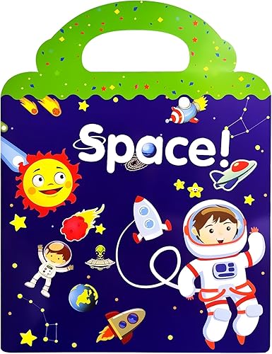 Libro de calcomanías reutilizables para niños de 2 a 4 años, divertidas calcomanías de viaje para niños pequeños con 39 calcomanías impermeables,