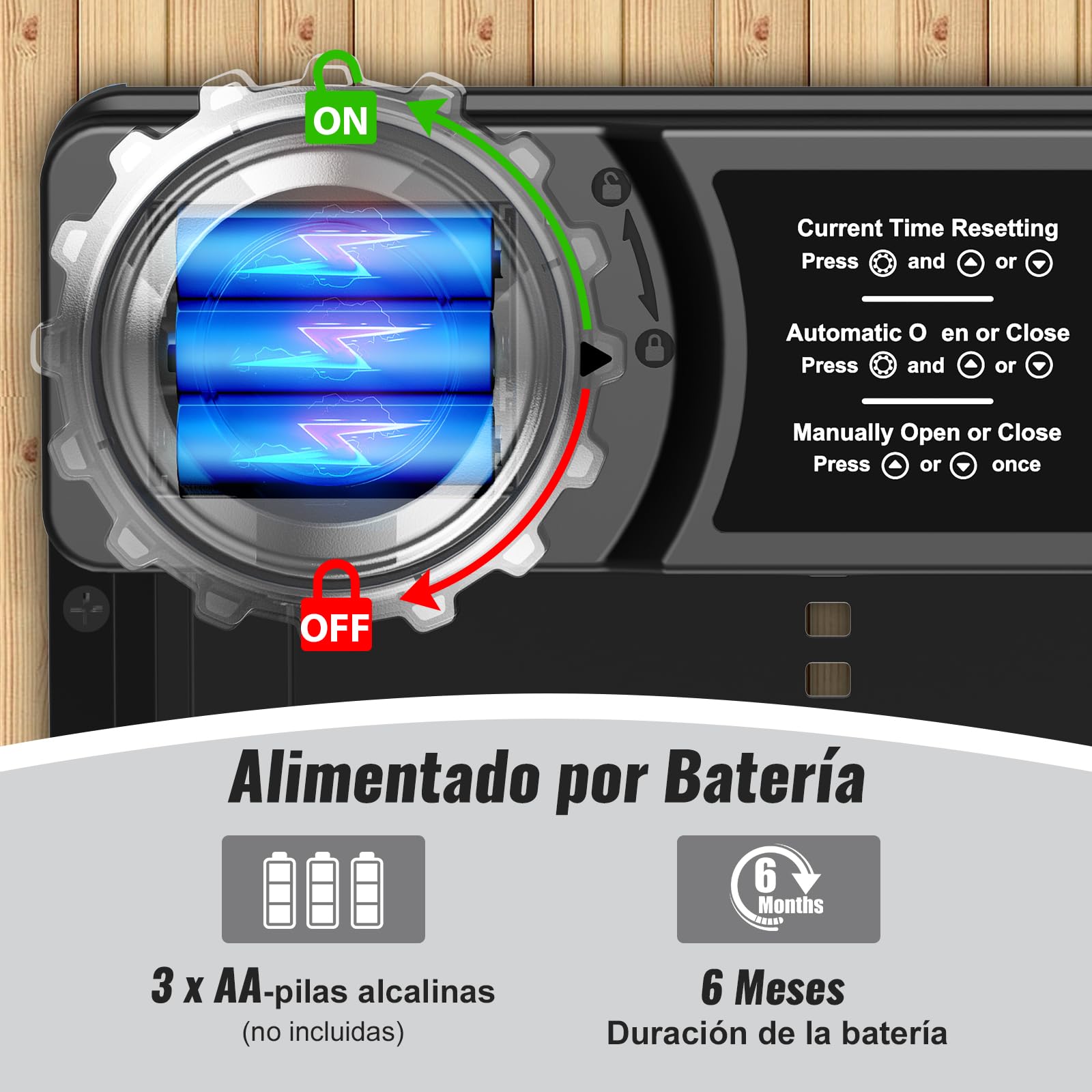 Aluminum Puerta Gallinero Automática, Puertas Automaticas para Gallinero con Pantalla, Temporizador, Puerta Electrica para Gallinero