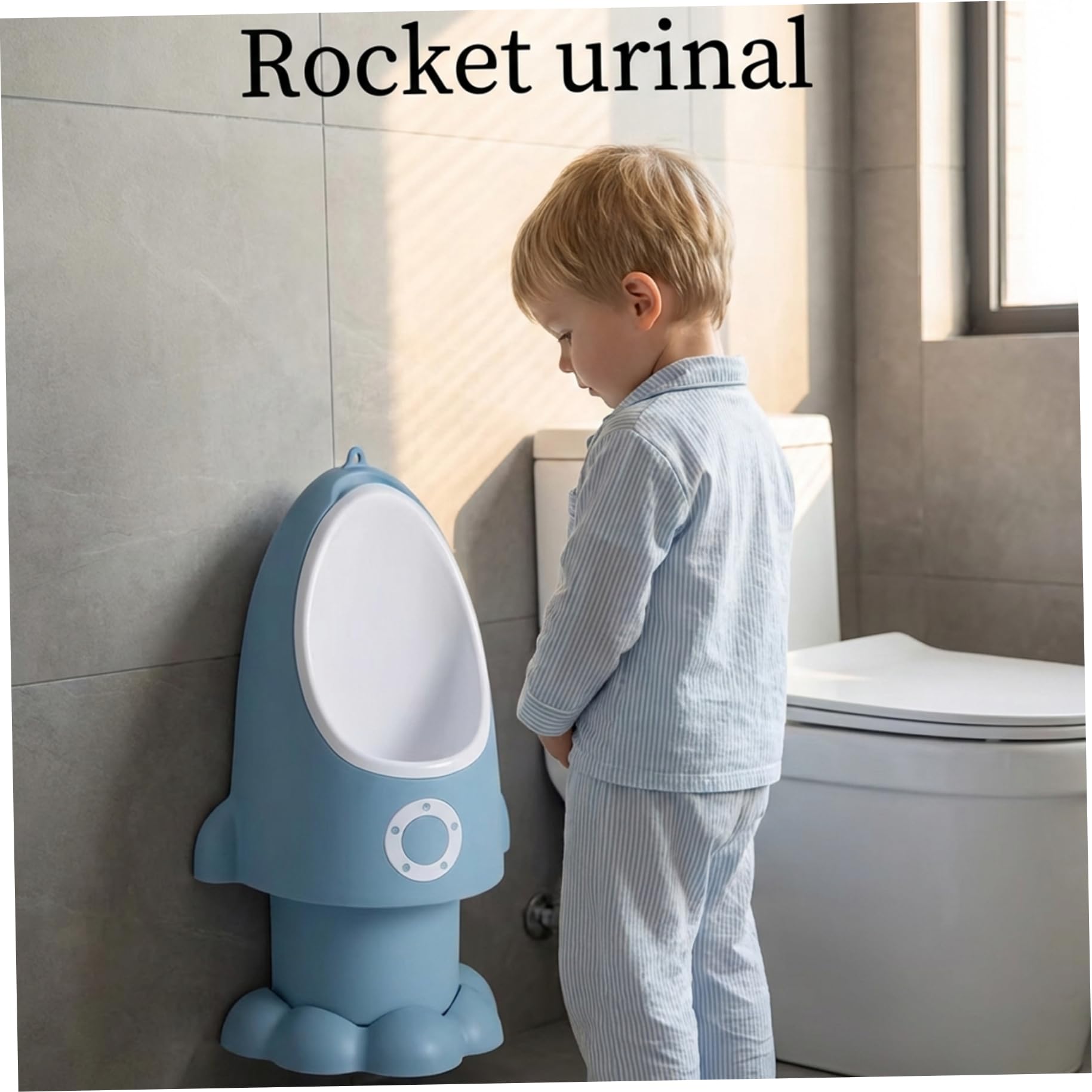 Kleinkind-Urinal, verstellbares, spritzwassergeschütztes Baby-Töpfchen mit lustiger Cartoon-Form zum Aufhängen/Stehen, leicht zu reinigendes Trainings-Töpfchen für Jungen von 1–6 Jahren, Wathet, Trai