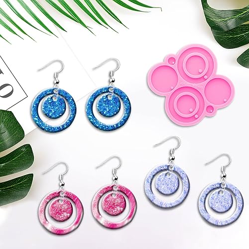 Miniatura 6 de Kit de 102 moldes de silicona, 2 moldes de resina para aretes, moldes de fundición epoxi para joyas, moldes de aretes con ganchos para aretes únicos