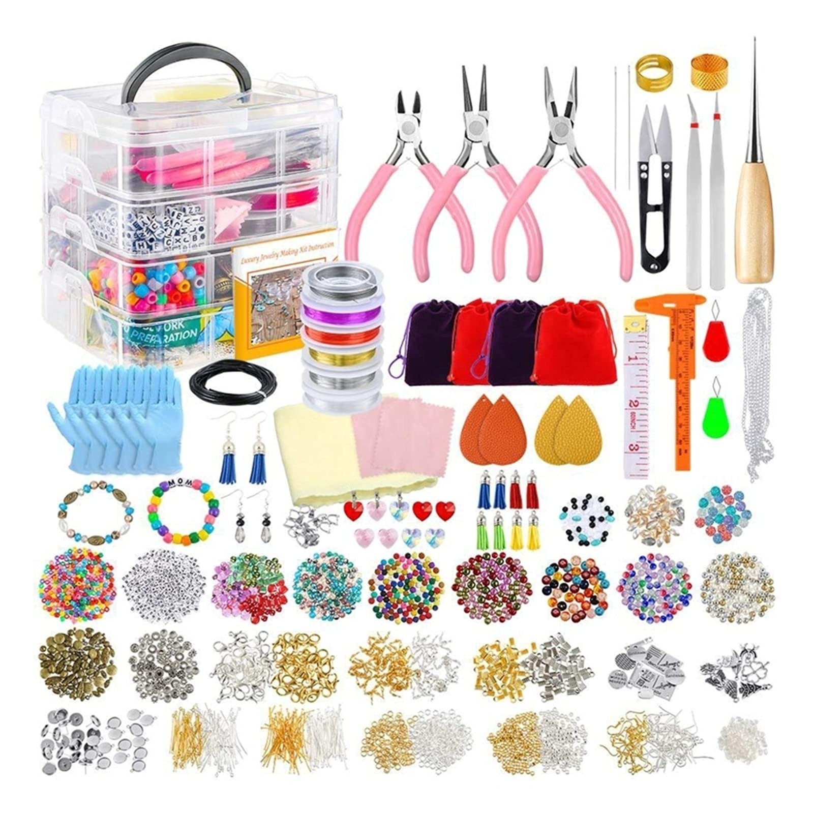 Kit de fabricación de joyas con cuentas encantos hallazgos de bisutería