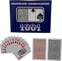 Baralho Duplo 1001-108 Cartas - 2 Jogos de Cartas com Revestimento Plástico - para Poker, Truco e Buraco