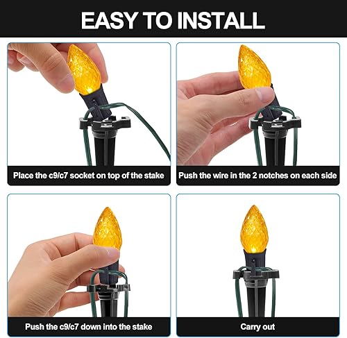 Miniatura 3 de CEWOR 50 estacas de Navidad para patio, 4.5 pulgadas, estacas de luz de plástico C7 C9, estacas de luz universales para luces navideñas al aire