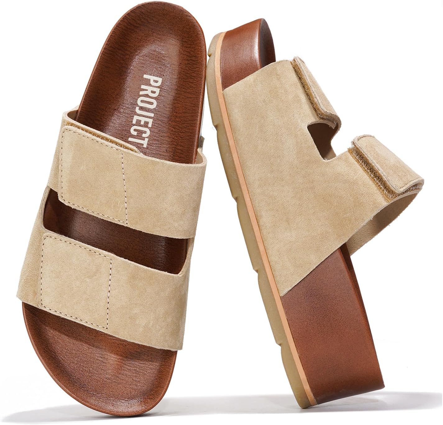 Project Cloud Genuine Leather Platform Sandals Women Footwear – Memory Foam Insole Comfortable Beach Summer Wedges – Non Slip & Lightweight Wedge Sandals for Women 2025 (Pismo)