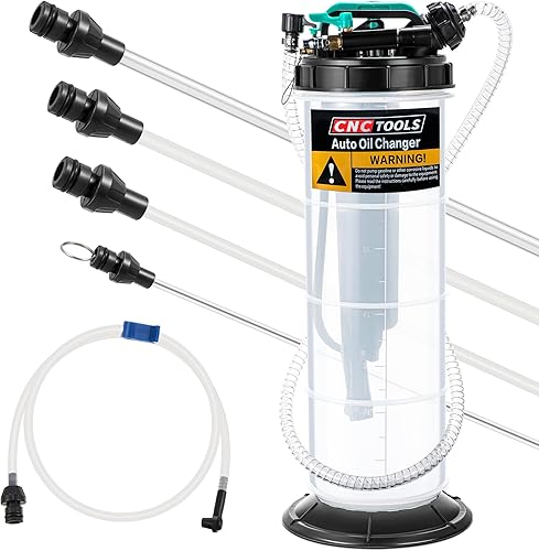 Estune Extractor de líquido neumático manual de 2 galones7.5 L, bomba extractora de aceite automotriz, cambiador de vacío de aceite con 5 mangueras