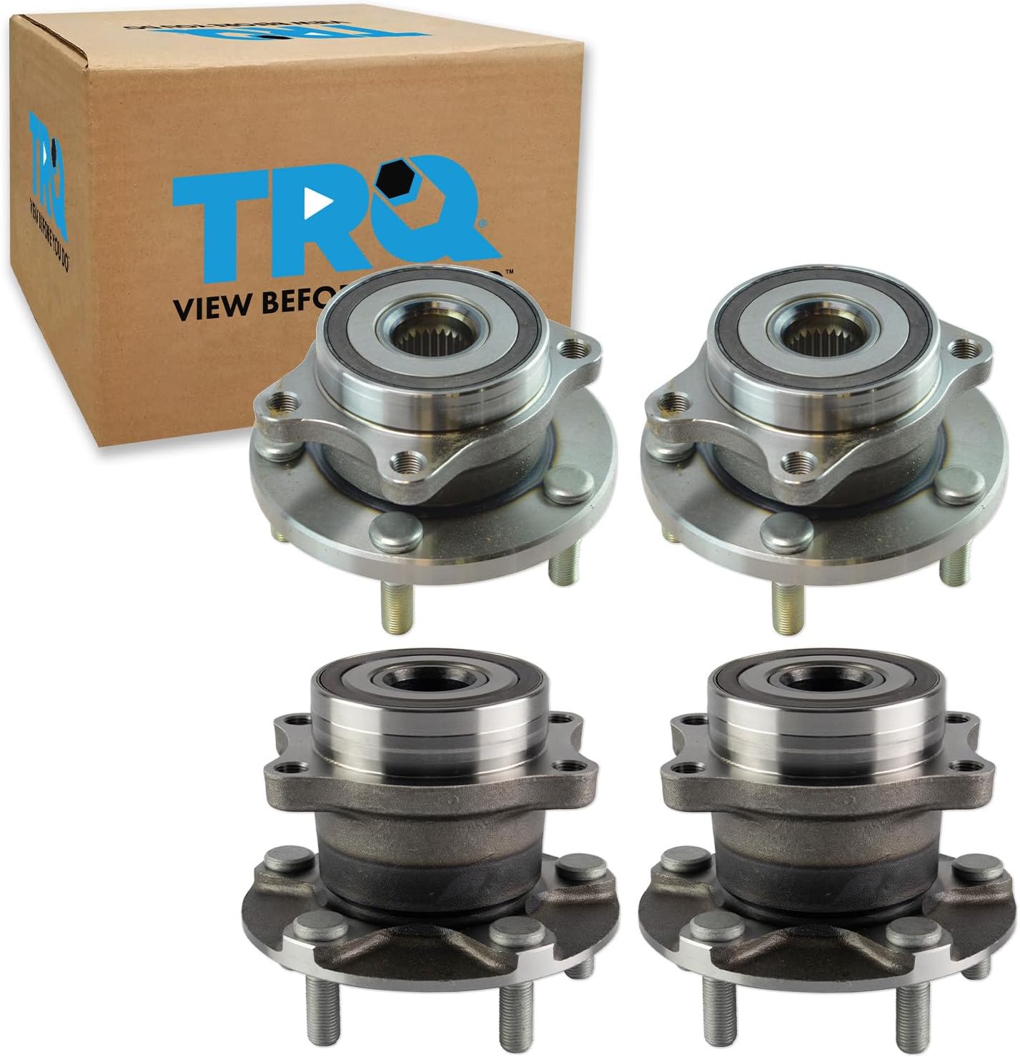 TRQ Front and Rear Wheel Bearing and Hub Assembly Set 4 Piece Compatible with 2015-2020 Subaru Legacy 2015-2020 Outback 2019 Ascent 2019 Forester