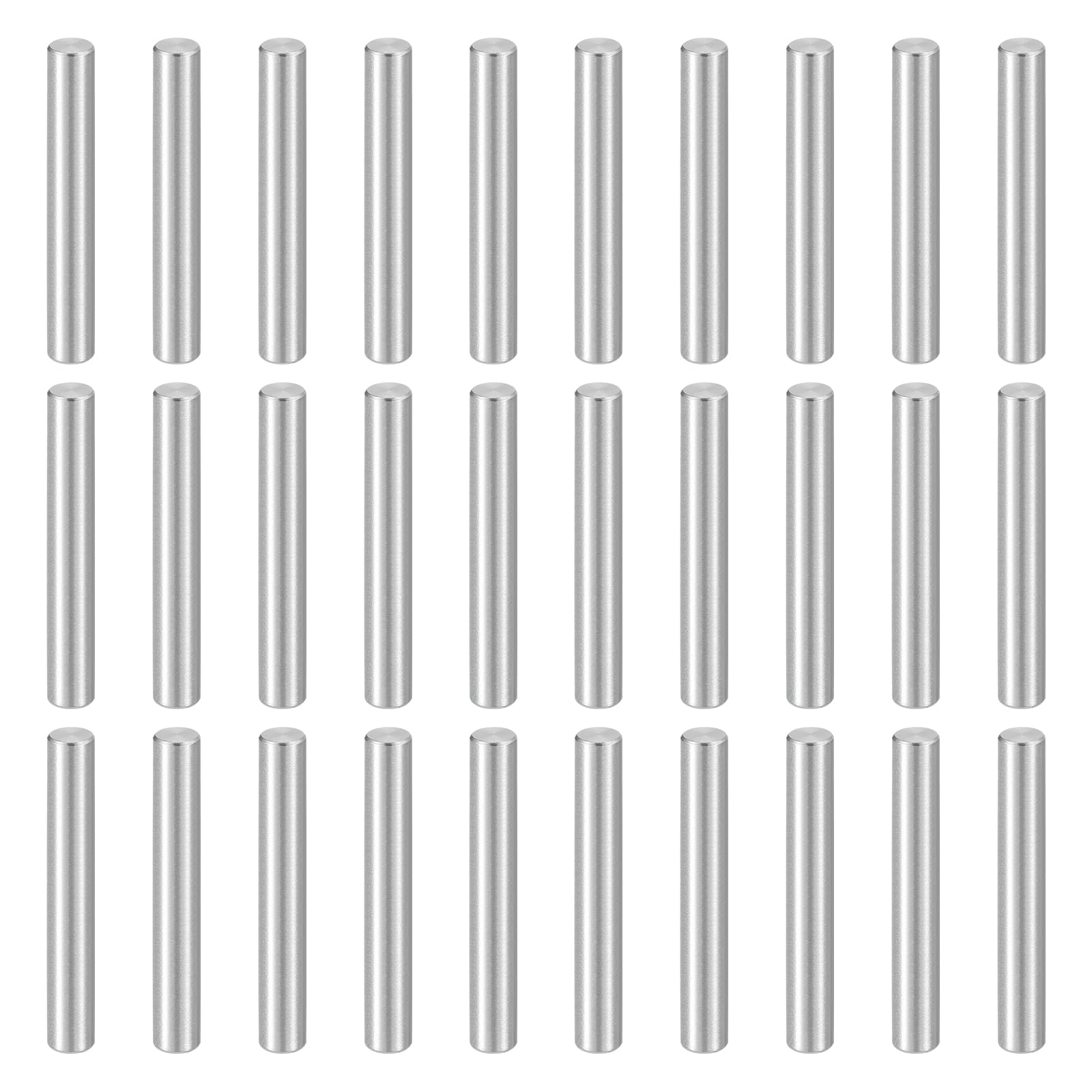 sourcing map 55pcs Dowel Pins, M4 x 30mm 304 Stainless Steel Cylindrical Shelf Support Peg Pin Rod Fasten Elements for Metal Devices Wood Furniture DIY Installation, Silver