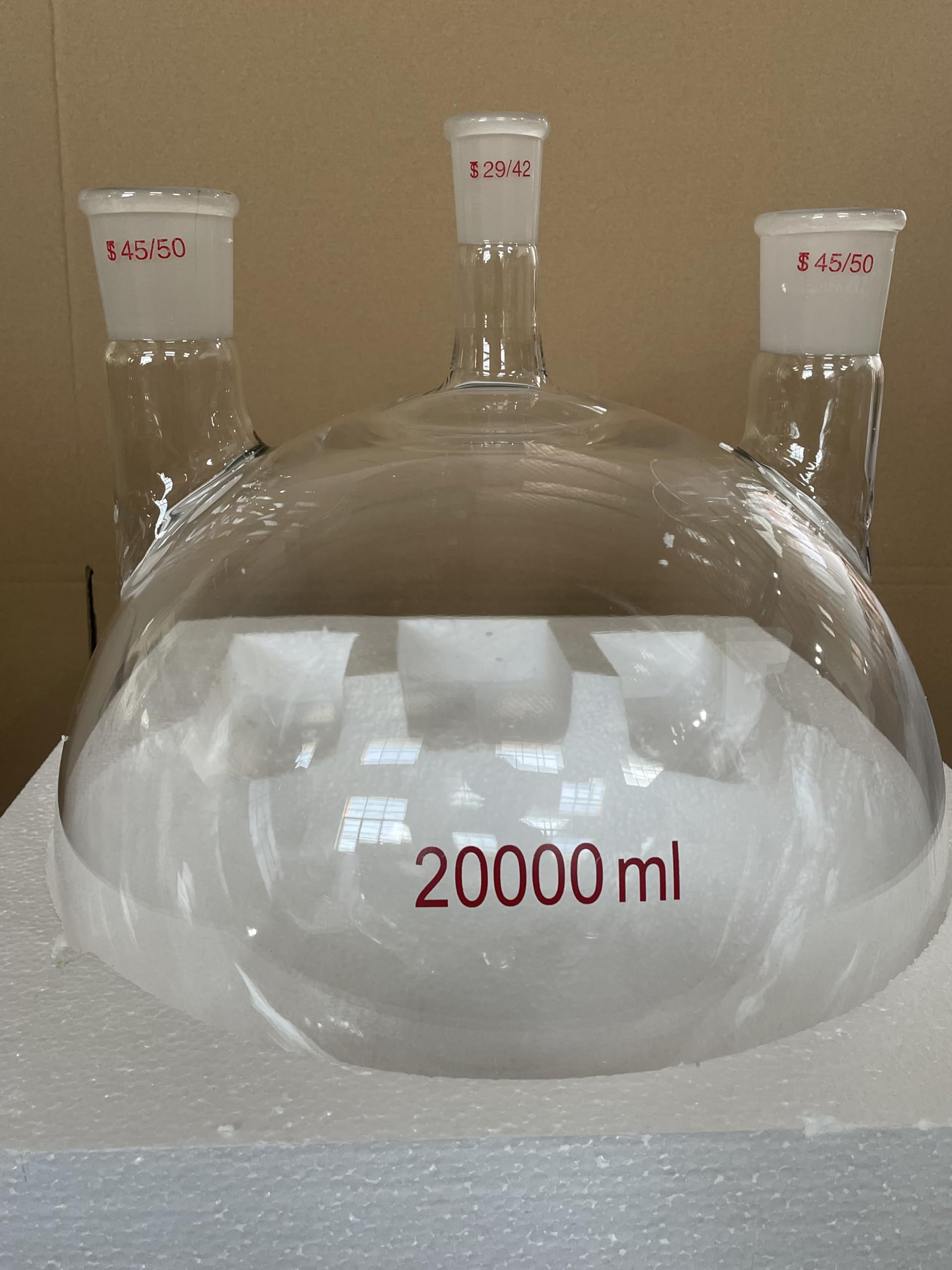 20000 ml Rundkolben - Dreihals-Laborglasgerät mit 29/42-Mittel- und 45/50-Seitenhalsanschlüssen