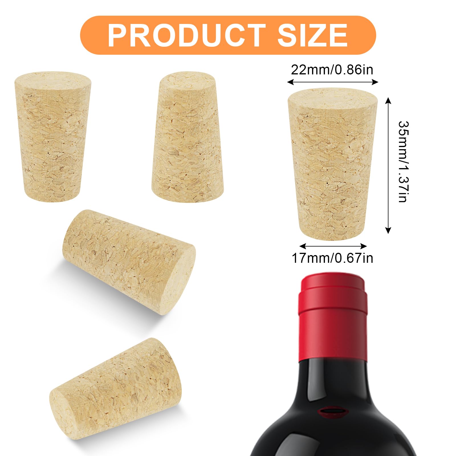50 unidades de corcho para manualidades, botellas de vino, tapones de corcho, botellas de cristal, botellas de vino, corchos de madera, tapón de corcho, adecuado para botellas de vino, botellas de