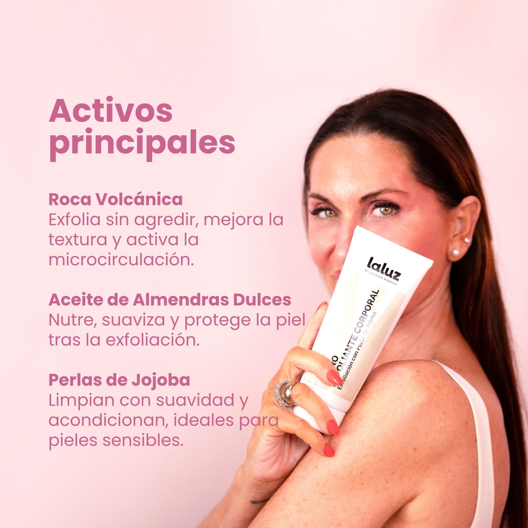 LaLuz by Lourdes Moreno | Exfoliante Corporal Con Perlas De Jojoba, Roca Volcánica Y Aceites Vegetales | Exfoliante Cuerpo | Limpieza Y Suavidad Desde La Primera Aplicación | Microxfoliante 200 ml