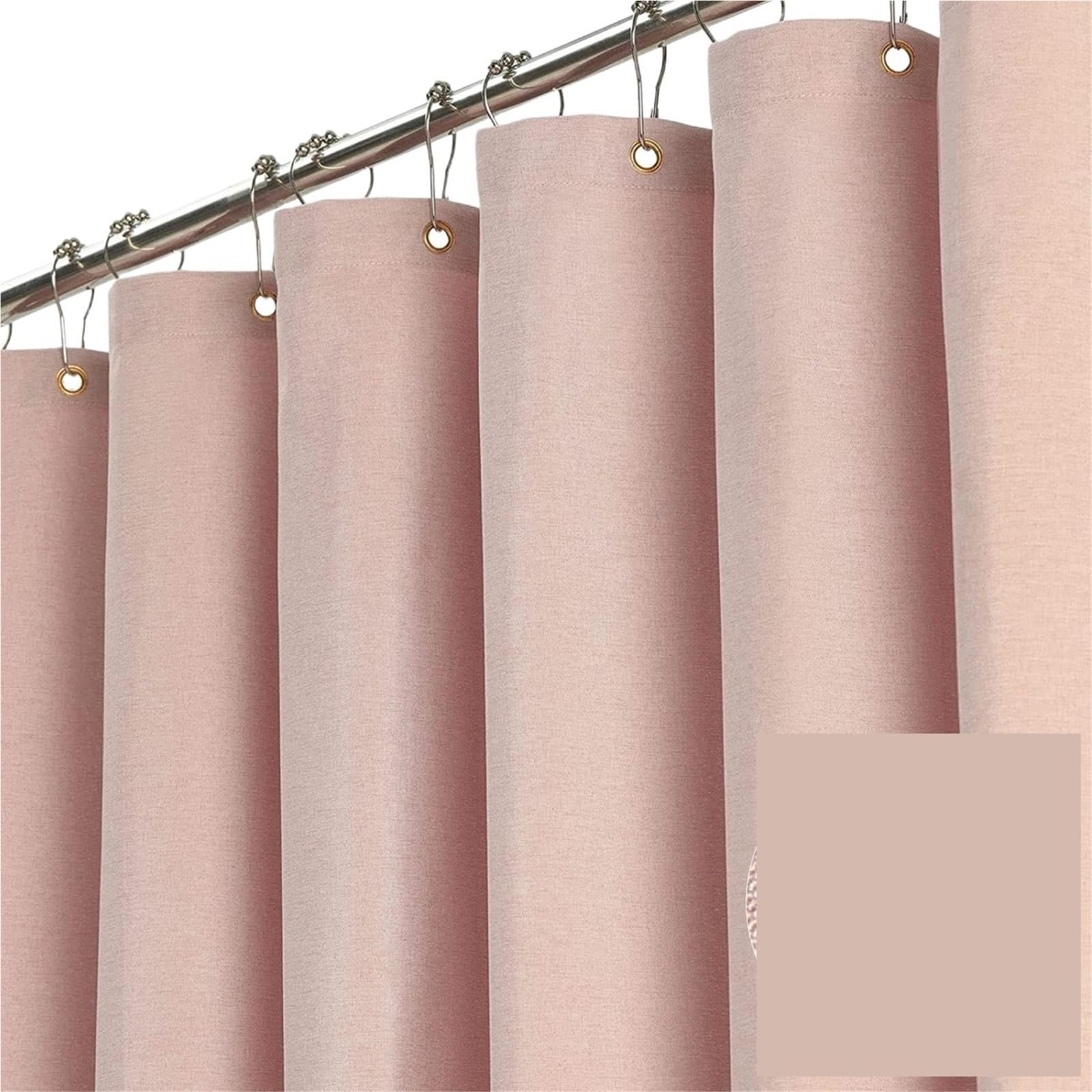 Cortina de Ducha Elegante Espesar Cortinas poliéster Lino imitación Impermeables for el baño(Pink,200(W) x220(H))