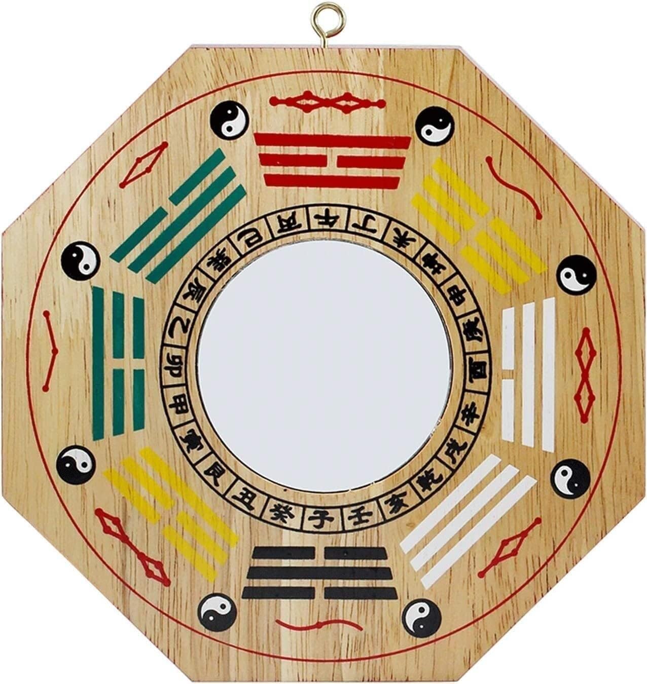 YATUOPNG Bagua Mirror Made Of Natural Peach Wood- Chinese Feng Shui For Protection Mirrors