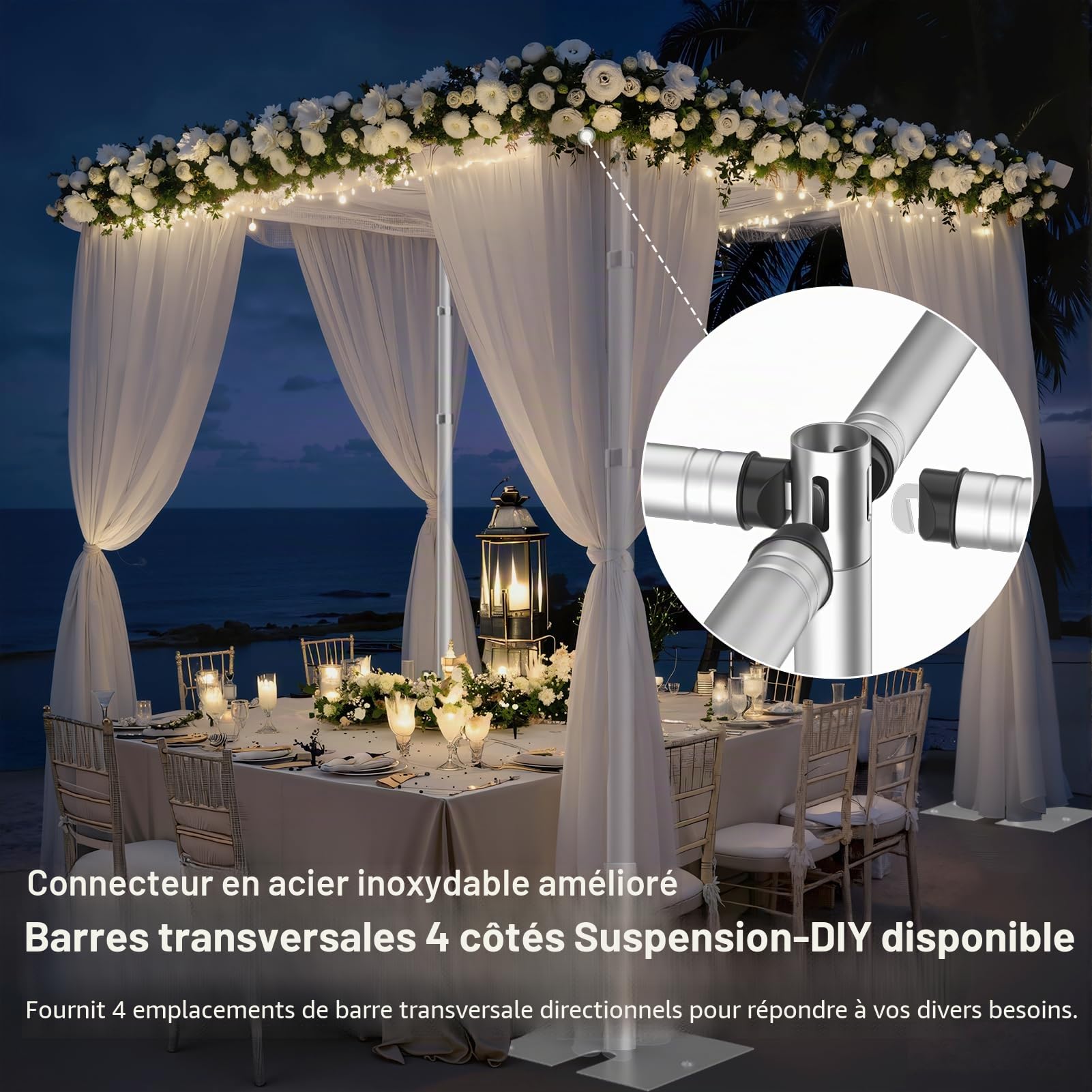 EMART Support Toile de Fond Photo Stable 2,6x3m, Arche de Mariage Réglable à Une Barre Transversale pour Studio, Video, Décoration d'anniversaire
