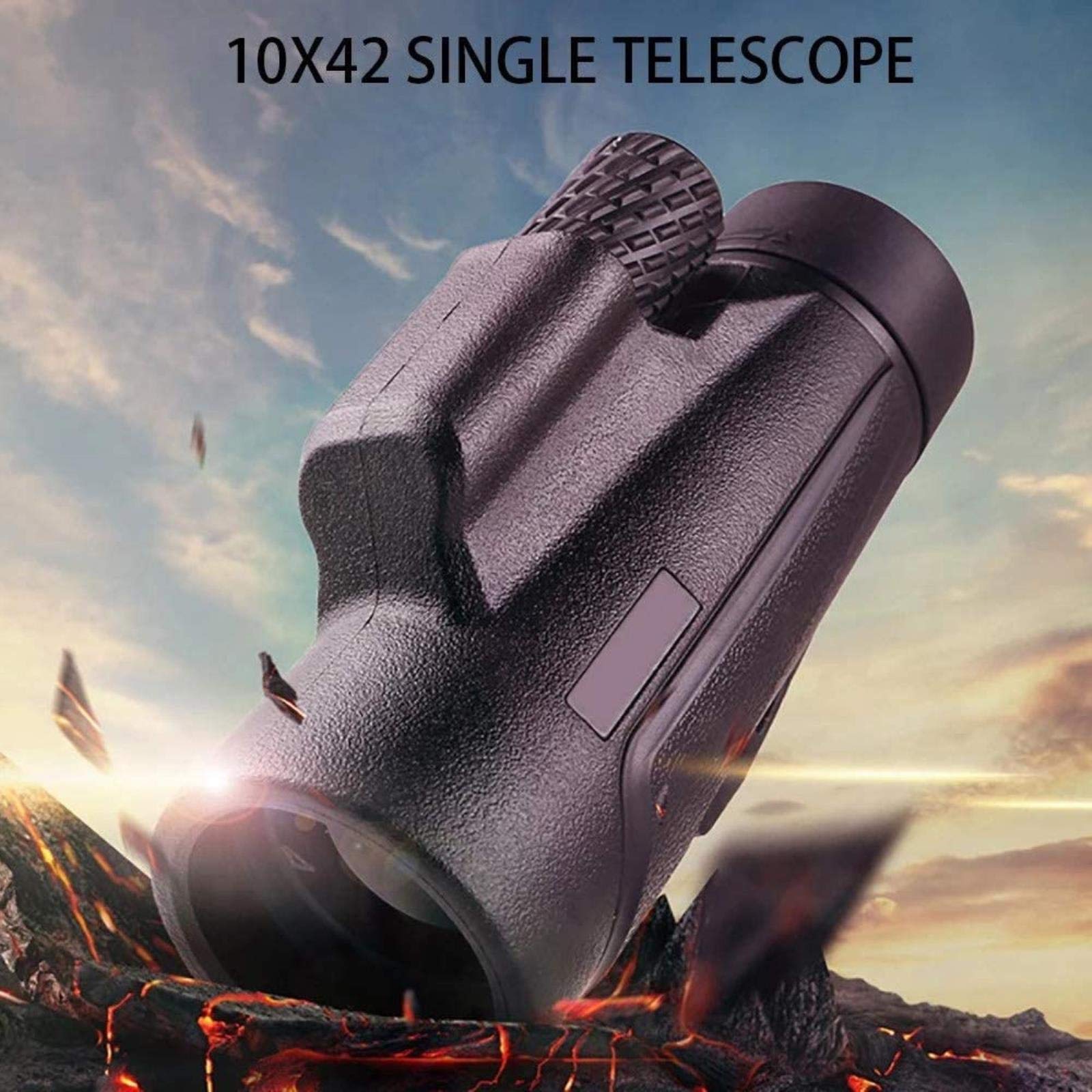 LYGXWJFC Lornetka, teleskop 10-30x42, kompaktowy monokular z obiektywem pryzmatycznym o dużym powiększeniu z adapterem do smartfona do obserwacji ptaków w podróży i zwiedzania, do użytku w