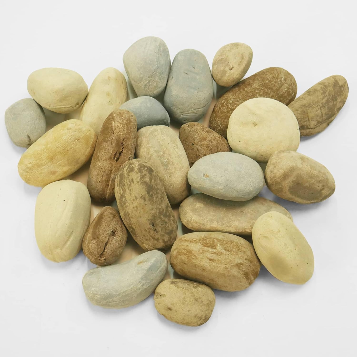 Bluegrass Living Hand-Painted Ceramic Fiber Fireplace Rocks - 24 Piece Set, Mixed Grey Colors, 2-5 Inch Sizes, Heat-Resistant, Realistic Design for Indoor/Outdoor Gas Fireplaces, Logs, and Fire Pits