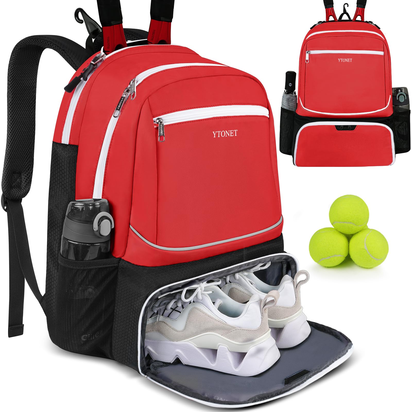 Ytonet Tennis Bag Tennis Backpack for Women Men 2 Rackets
