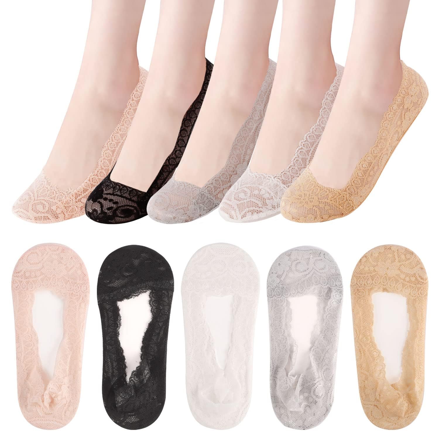 3 Pair lace socks for women, no showsocks forwomen low cut, invisible womensocks for shoes, lacesocks for women korean-image-36