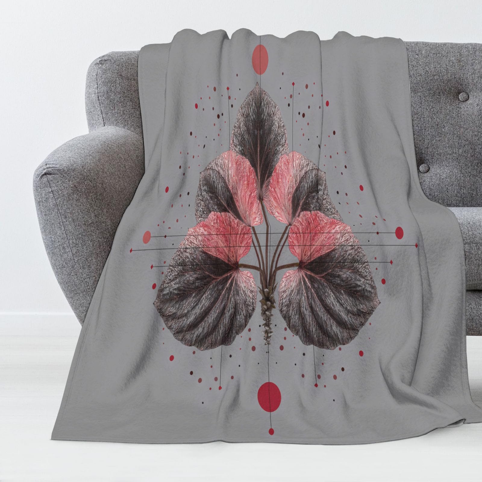 Couverture flanelle feuilles abstraites pour vos soirées cocooning sur le canapé