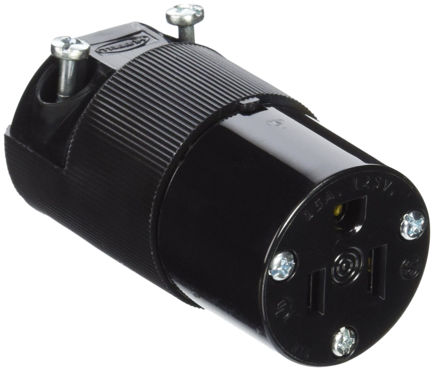 Hubbell HBL5269EBK Connector, 15 amp, 125V, 5-15P, Black