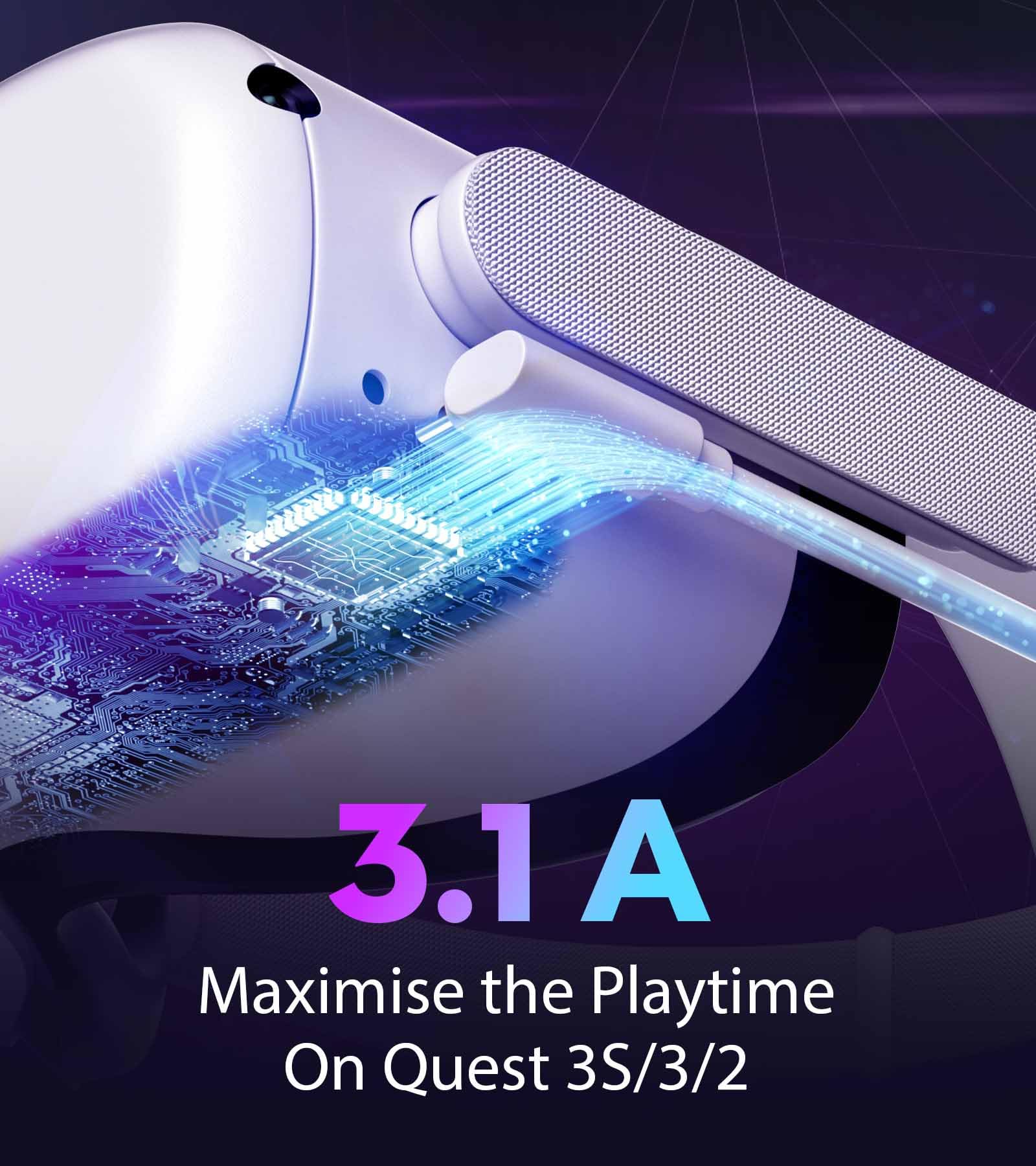 Kabel połączeniowy o długości 3 m, kompatybilny z kaskami rzeczywistości wirtualnej Meta/Oculus Quest 3, Quest 2/Pro, PICO 4, akcesoriami VR, przewodem do ładowania i przewodem do transmisji