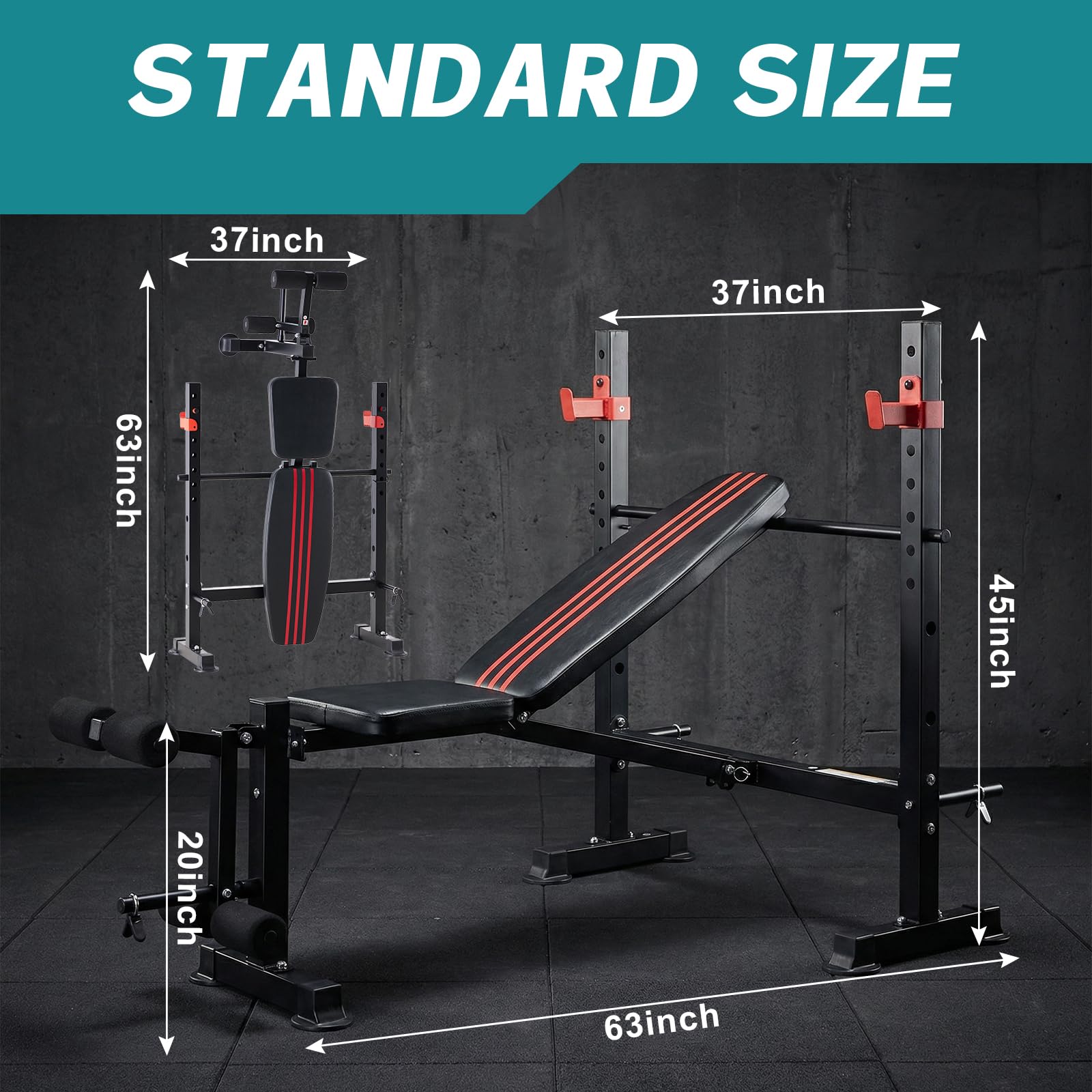 OLIXIS Adjustable Weight Bench Set with Rack, 650 LBS Capacity Heavy Duty Foldable Bench Press Set with Leg Extension Curl, Easy Assembly Strength Training Workout Set for Garage, Home, Gym