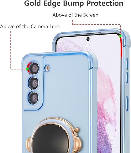 Miniatura 4 de RALEAVO Funda para Samsung Galaxy S21 5G, bonita funda de astronauta 6D con función atril, cubierta de lujo chapada en lujo, ajuste delgado, TPU