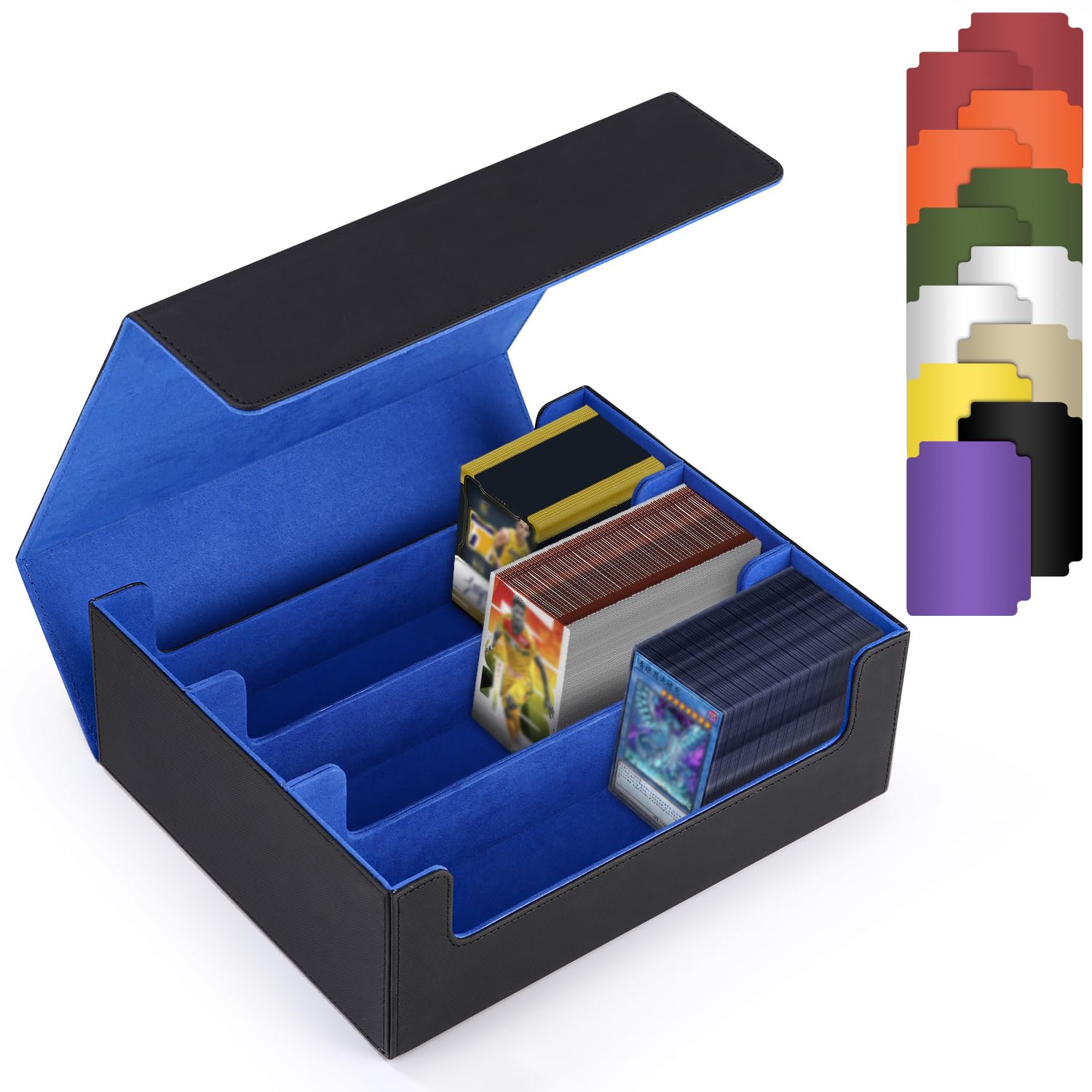 Xaosin Caja Cartas para 1800+ Cartas Magnetic Flip Box Deck Box Magic Grande Caja de Cartas con 12 Divisores Caja de Coleccionista de Cartas para Cartas de Magic Commander TCG MTG YuGiOh Negro