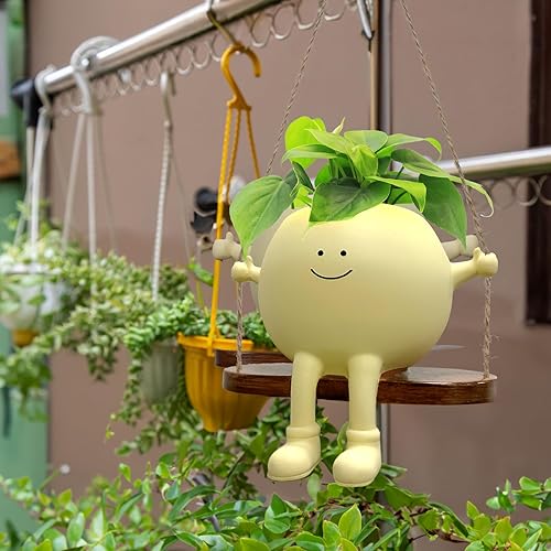 Miniatura 2 de Maceta de cara para suculentas, macetas pequeñas, maceta de regalo con orificio de drenaje, maceta de plástico única con cara, maceta novedosa,