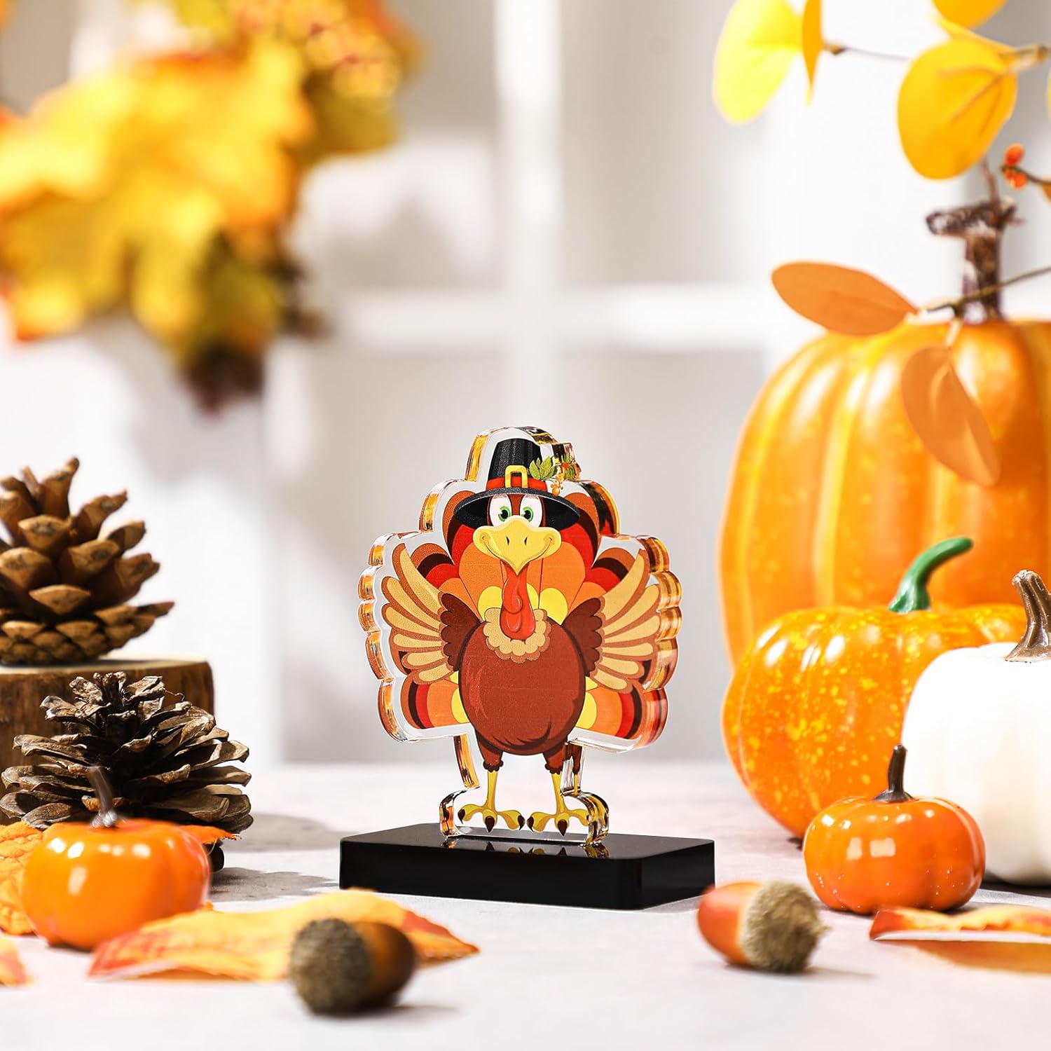 Yookeer 6 Pcs Thanksgiving Turkey Trophies Acrylic Turkey Trot Award Medals Thanksgiving Holiday Party Decoration for Family Games Hunting Prize Trivia Competition Cornhole Tournament Football Game