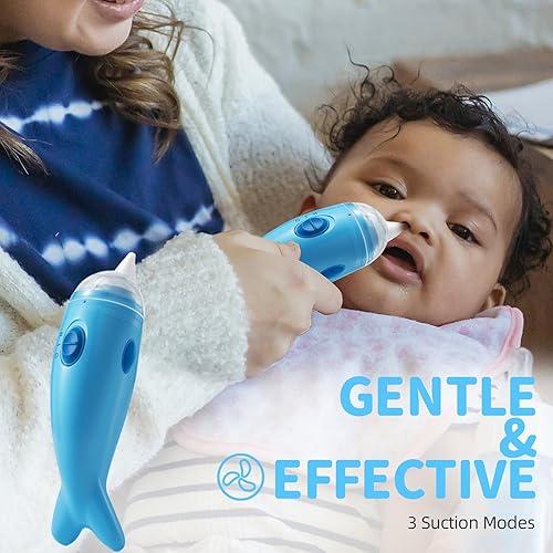Miniatura 3 de Berrcom Aspirador nasal para bebé, chupón eléctrico de nariz para niños pequeños, limpiador de nariz para bebé con 3 puntas de silicona, succión