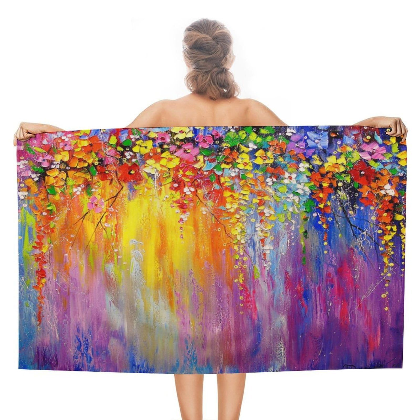 Serviette de plage Symphony of Flowers légère 130x80 cm