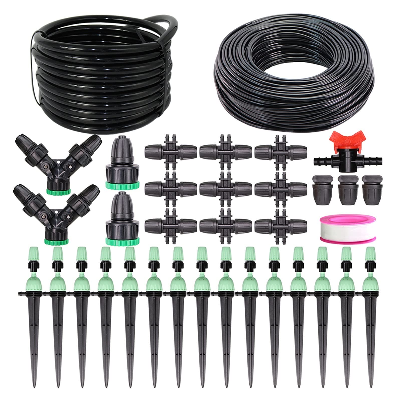 Zestaw do nawadniania kropelkowego 10-30 m 8/11 mm do 4/7 mm system nawadniania kropelkowego z szklarnią ogród roślina kwiat regulowany zestaw zraszaczy zestaw do nawadniania mikrokropelkowego (kolor: L)