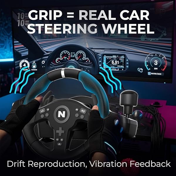 NITHO Drive Pro V200 Volante con Pedali e Cambio, Volante da Gioco per PC, PS4, Xbox One, Xbox Series X/S e Windows, 270° Volante da Corsa con Vibrazione, Compatibile con Simulatore di Guida Gaming - 4