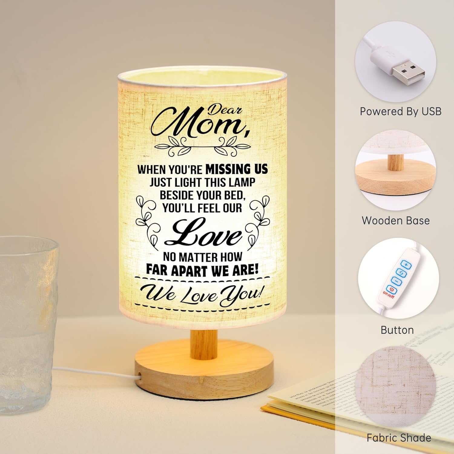 WSYEAR Valentines Day Birthday Gifts for Mom from Daughter Son-Table Lamp Mom Gifts from Daughters Night Light Anniversary Presents for Mother Women - Image 4