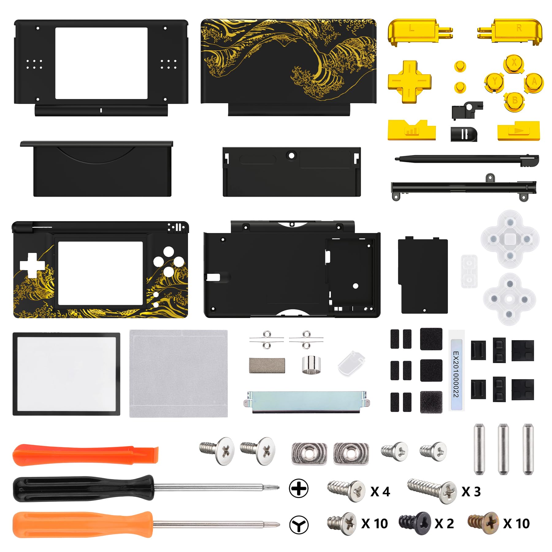 Custodia Completa Per Nintendo DS Lite – Guscio Zelda Triforce Oro, Con Tasti