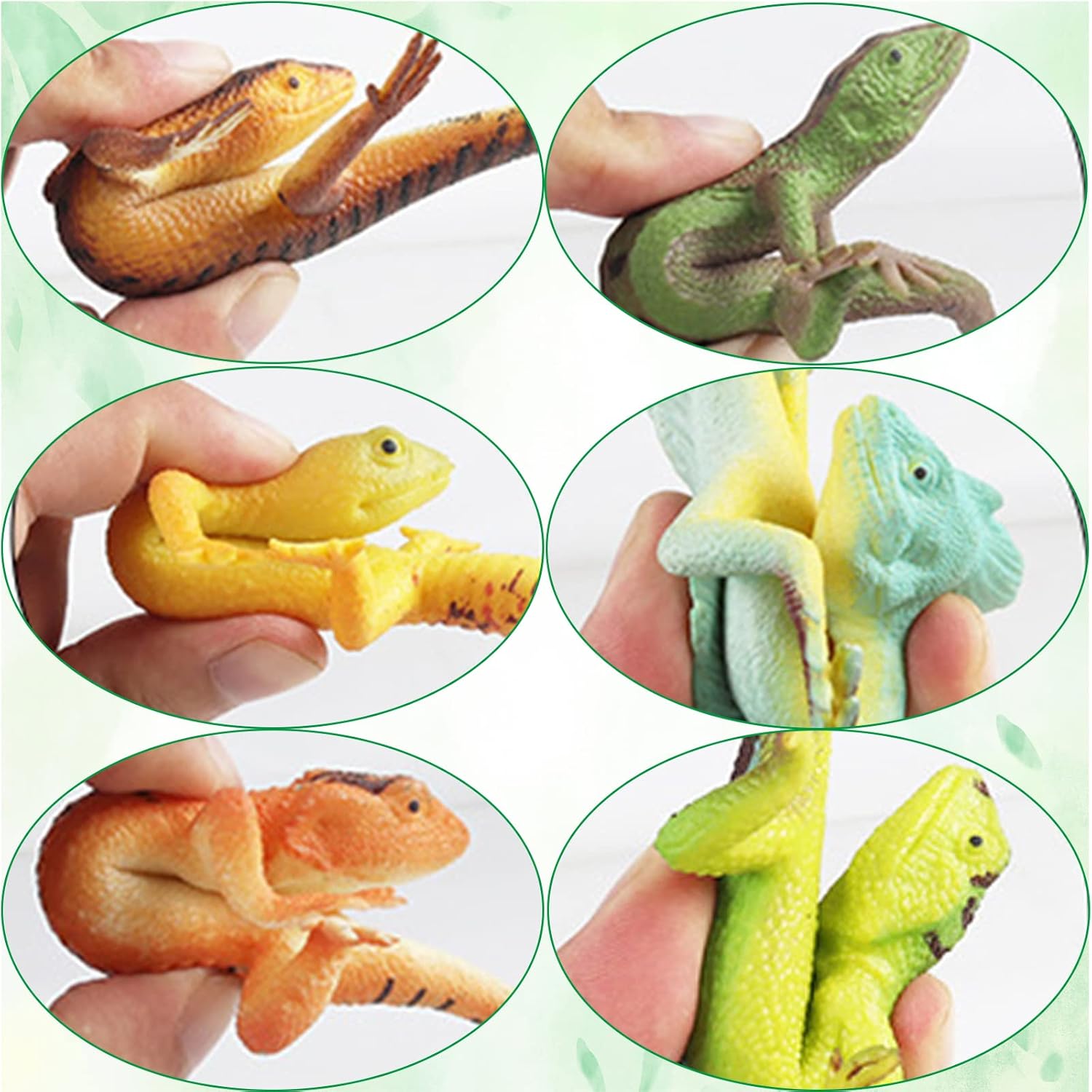 SCAHOW 6PCS Rubber Lizard Toys, Colorful Plastic Fake Lizards, Artificial Model Reptile Animal Figures for Kids Adults, Wild Creatures Figurines Halloween Party Favor Decoration