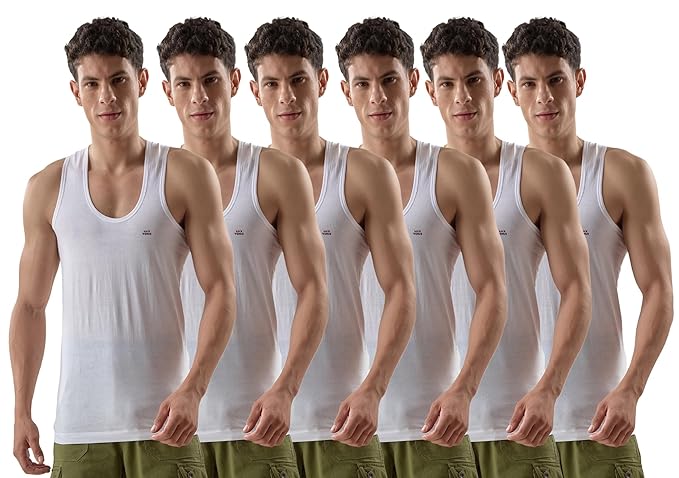 LUX VENUS Vest for Men White | 100% Cotton | Pack of 6