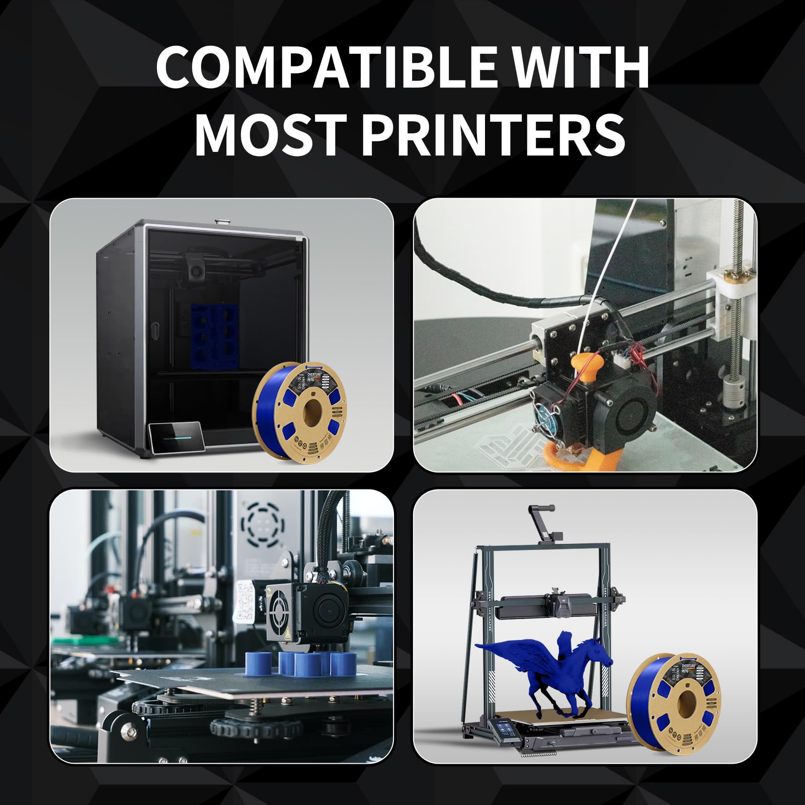 OVERTURE Filamento PETG 1.75mm, 1kg Bobina(2.2lbs), Neatly Wound Durevole PETG Filament per Stampante 3D, Precisione Dimensionale +/- 0.02 mm, 3D Printer Filamento (Blu)