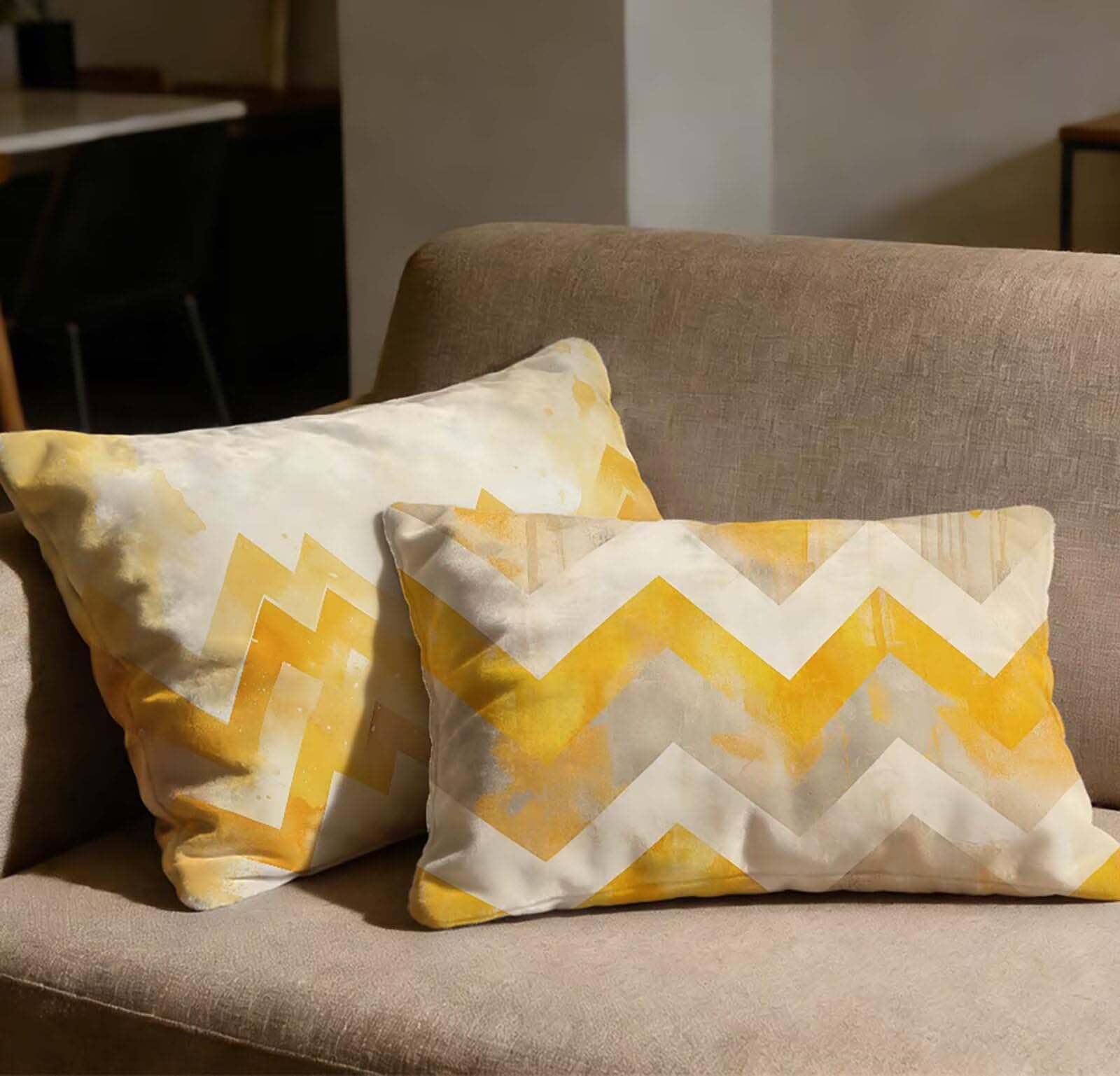 Taie oreiller 70x90 lot de 2 housse coussin jaune velours rectangulaire design